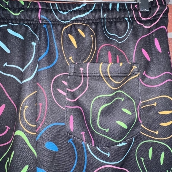 Public Record Pants L Jogger Sweats Smiley Face Graphic Black Neon Activewear - Picture 7 of 13